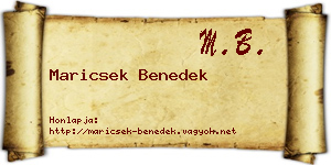 Maricsek Benedek névjegykártya